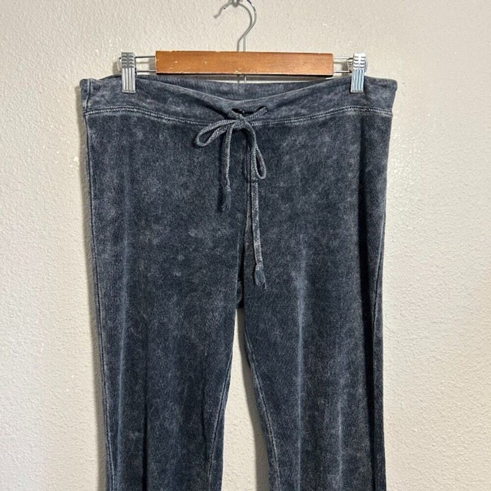 Y2K T Party Terry Cloth Lounge Pants S Gray Mineral Wash Mid Rise Drawstring - Picture 4 of 8